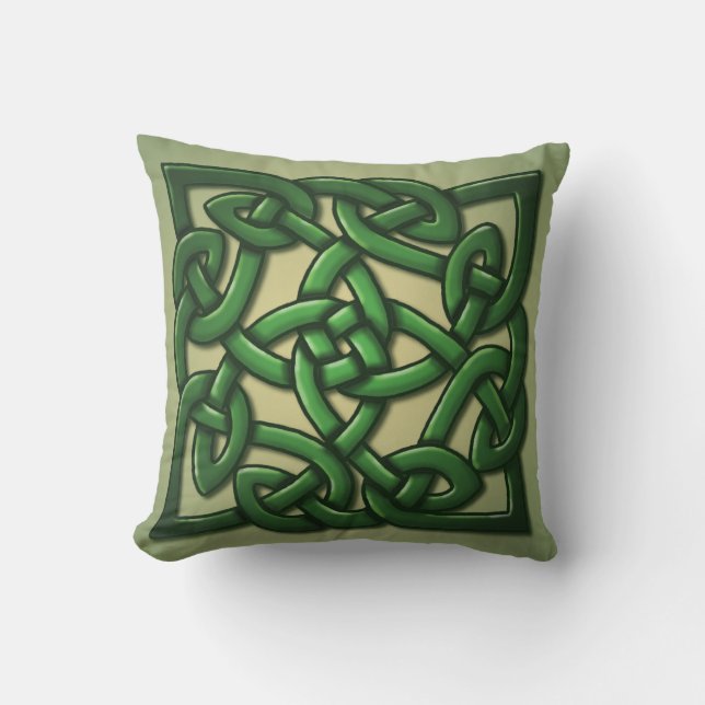 Cojín Decorativo Nudo céltico en verde (Anverso)