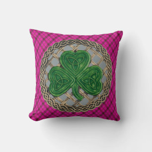 Cojín Decorativo Nudos De Celta De Shamrock Gris Sobre Platos De Co