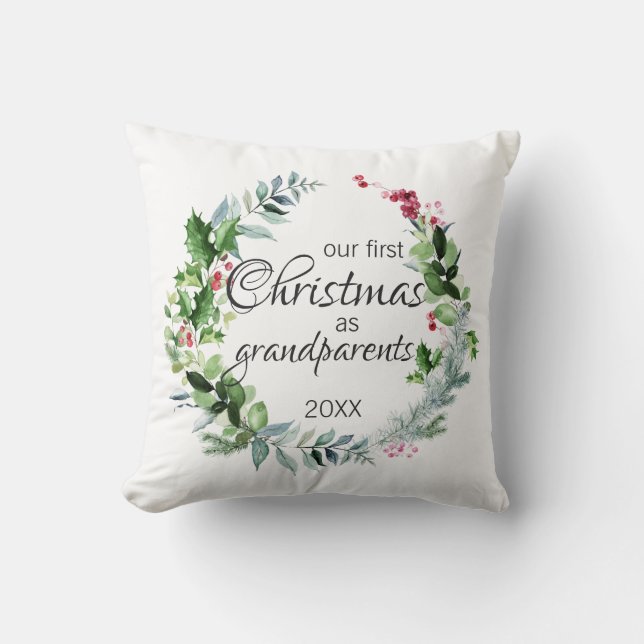 Cojín Decorativo Nuestra primera Navidad como abuelos de la guerra  (Anverso)