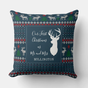 Cojín Decorativo Nuestra Primera Navidad como Señores Personalizado