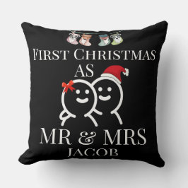 Cojín Decorativo Nuestra primera Navidad como Sr. y Sra. Newlyw