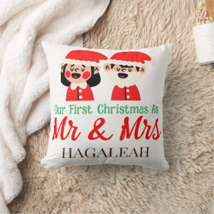 Cojín Decorativo Nuestra primera Navidad como Sr. y Sra. Newlyw