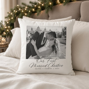 Cojín Decorativo Nuestra Primera Navidad de Casados Foto de Boda