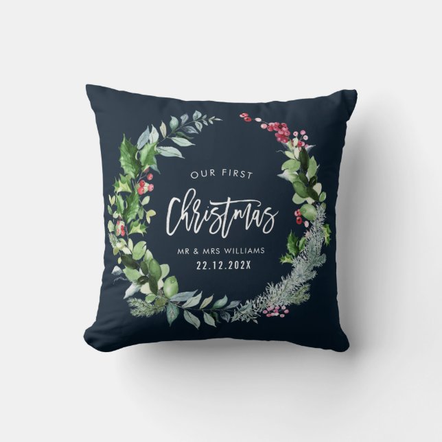 Cojín Decorativo nuestra primera navidad fue invitación boda (Anverso)