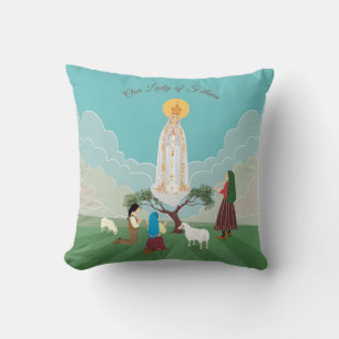 Cojín Decorativo Nuestra Señora de Fátima y los tres pastores