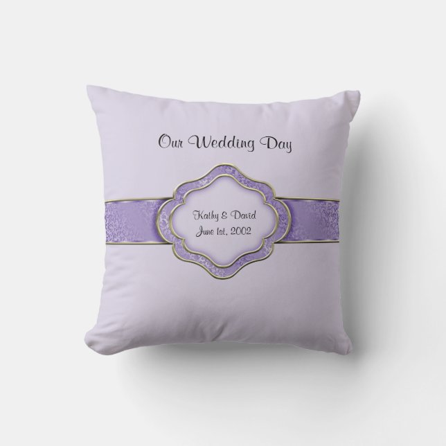 Cojín Decorativo Nuestro día de boda (lila) (Anverso)