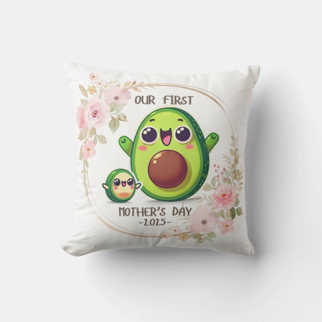 Cojín Decorativo Nuestro primer día de la madre (Anverso)
