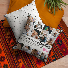 Cojín Decorativo ¡Nuestro primer Día de la Madre Juntos! Collage de