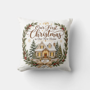 Cojín Decorativo Nuestro Primer Navidad en Nuestra Nueva Casa Adorn