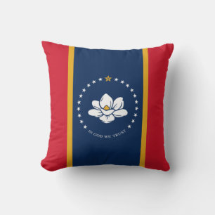 Cojín Decorativo Nueva bandera del estado de la magnolia de Mississ