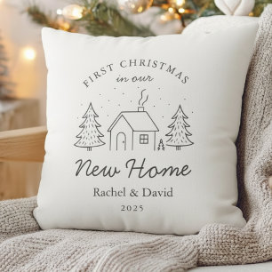 Cojín Decorativo Nueva Casa de Invierno de Primera Navidad Mínima