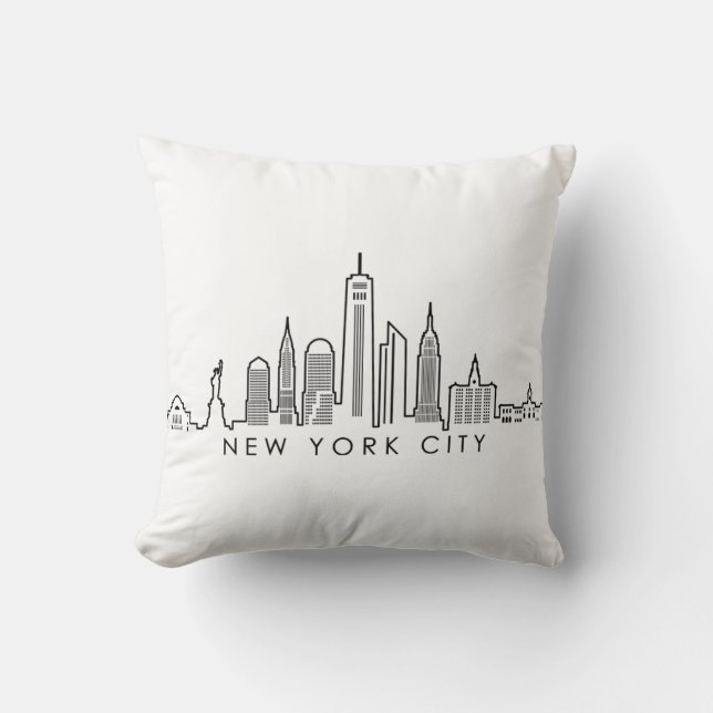 Cojín Decorativo NUEVA YORK Manhatten Estados Unidos Skyline Silhou (Anverso)