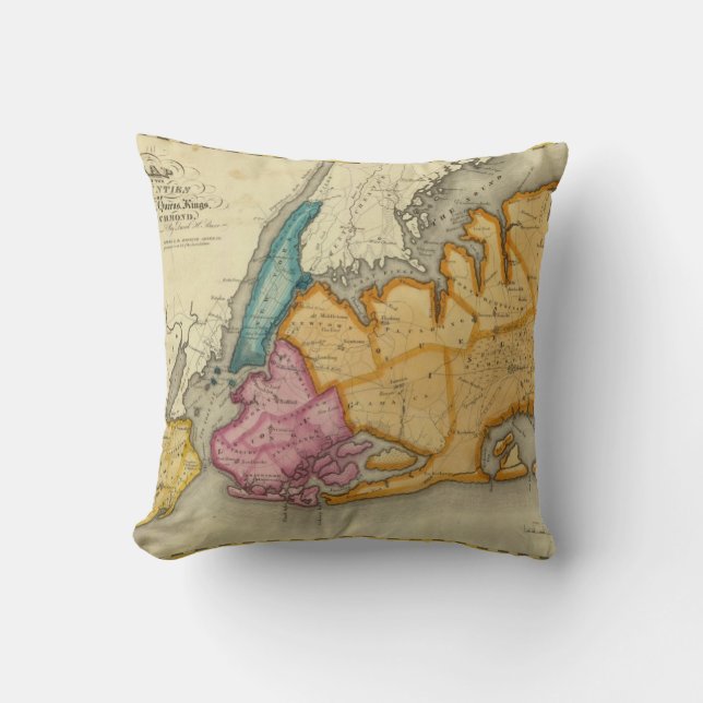 Cojín Decorativo Nueva York, Queens, reyes, condados de Richmond (Anverso)