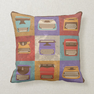 Cojín Decorativo Nueve máquinas de escribir retro