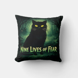 Cojín Decorativo Nueve Vidas de Miedo – Gato Negro