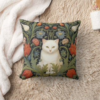 Cojín Decorativo Nuevo gato blanco en el jardín