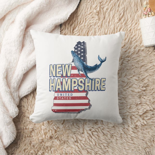 Cojín Decorativo Nuevo Hampshire Estados Unidos Mapa del Estado Ret (Manta)