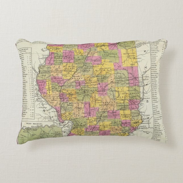 Cojín Decorativo Nuevo mapa de Illinois (Anverso)
