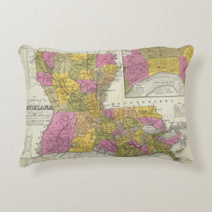 Cojín Decorativo Nuevo mapa de Luisiana 3