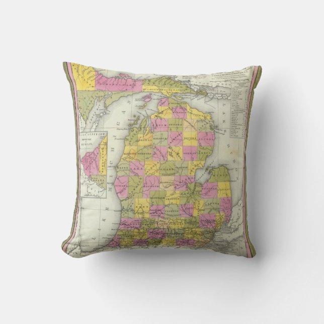 Cojín Decorativo Nuevo mapa de Michigan 2 (Anverso)