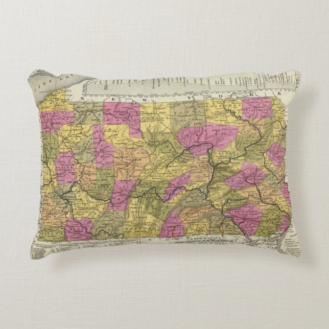 Cojín Decorativo Nuevo mapa de Pennsylvania 2 (Anverso)