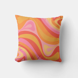 Cojín Decorativo Nuevo patrón de resumen de Groove Retro Rosa y Nar