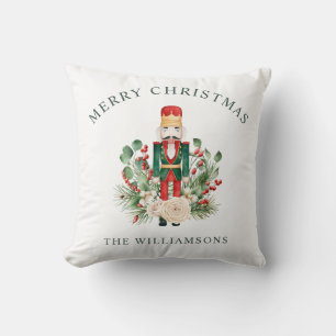 Cojín Decorativo Nuez de Navidad Verdor Bayas Rojas Familia