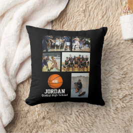 Cojín Decorativo Número de equipo del Collage de fotos de baloncest