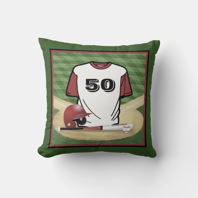 Cojín Decorativo Número de Jersey de Personalizado de Campo de Béis (Anverso)