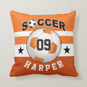 Cojín Decorativo Número de nombre personalizado de Soccer Sports J