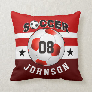 Cojín Decorativo Número de nombre personalizado de Soccer Sports J
