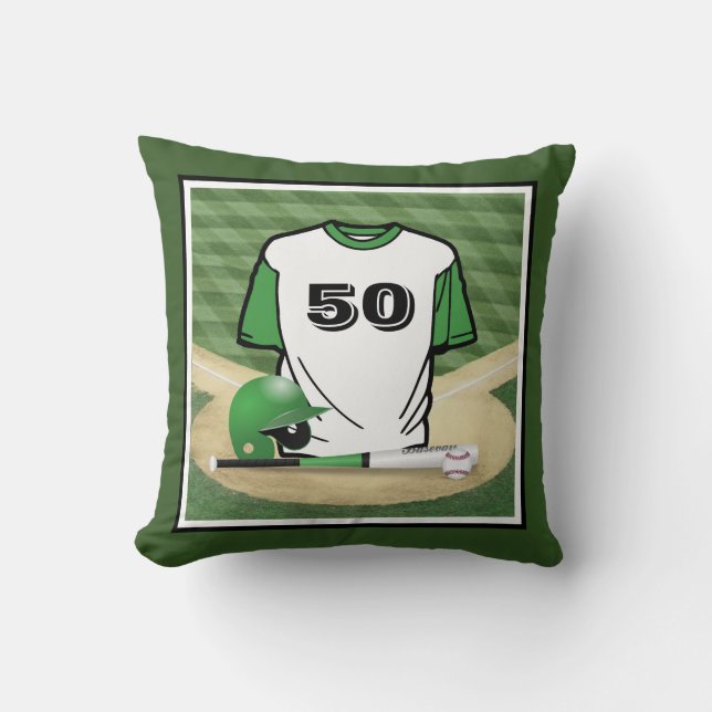 Cojín Decorativo Número de Personalizados de Jersey Verde del Campo (Anverso)