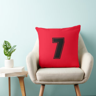 Cojín Decorativo Número Siete Algodón Grado A Decoración Hogar Rojo