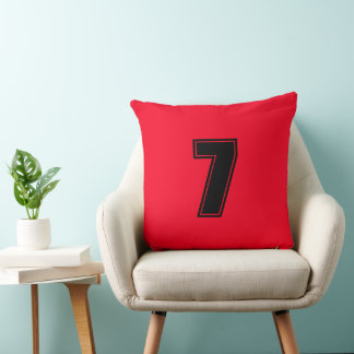 Cojín Decorativo Número Siete Algodón Grado A Decoración Hogar Rojo