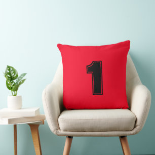 Cojín Decorativo Número Uno Algodón Grado A Decoración Hogar Rojo N