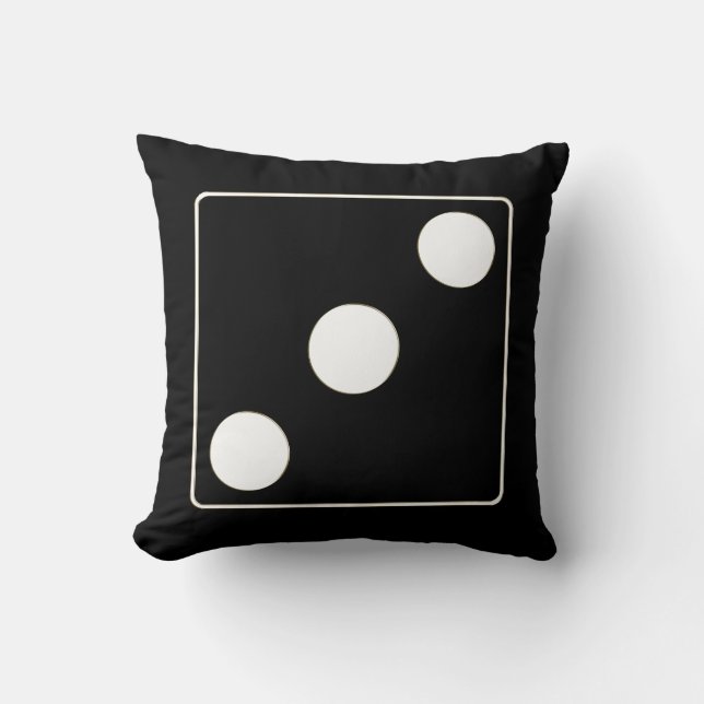 Cojín Decorativo Números DICE de pips blanco 3 + tu trasero. (Anverso)