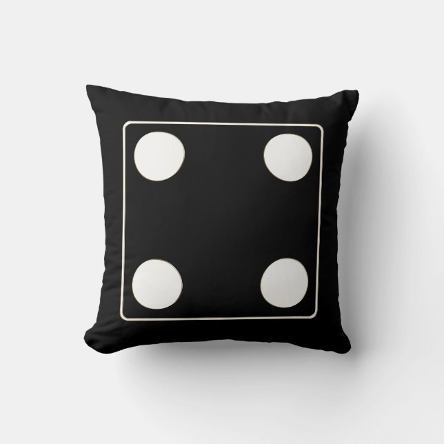 Cojín Decorativo Números DICE de pips blanco 4 + tu trasero. (Anverso)