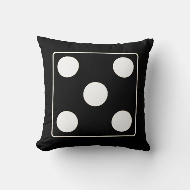 Cojín Decorativo Números DICE de pips blanco 5 + tu trasero. (Anverso)