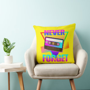 Cojín Decorativo Nunca Olvides Grabadora de Cinta de Casete Retro