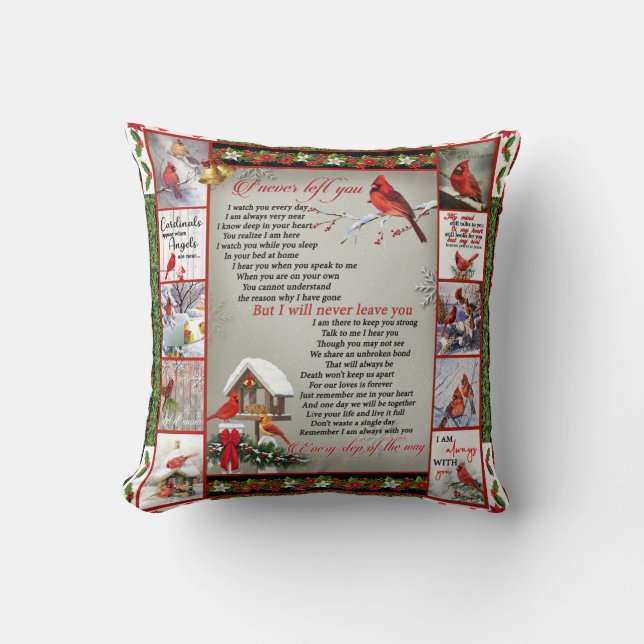 Cojín Decorativo Nunca Te Dejé, Navidades Cardenal Quilt (Anverso)