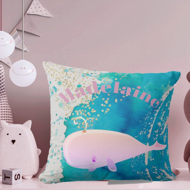Cojín Decorativo Nursera Ballena Esparkle rosa azul Personal (Subido por el creador)
