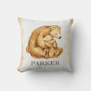 Cojín Decorativo Nursera de Oso Personalizada de Acuarela