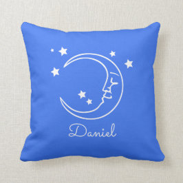 Cojín Decorativo Nursera personalizada Cute Royal Blue Moon Stars