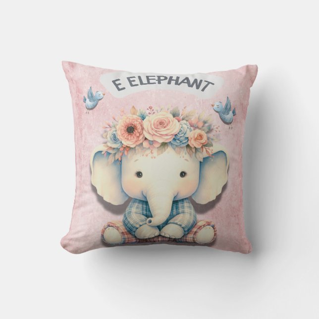 Cojín Decorativo Nursería temática del elefante: Adorable decoració (Anverso)