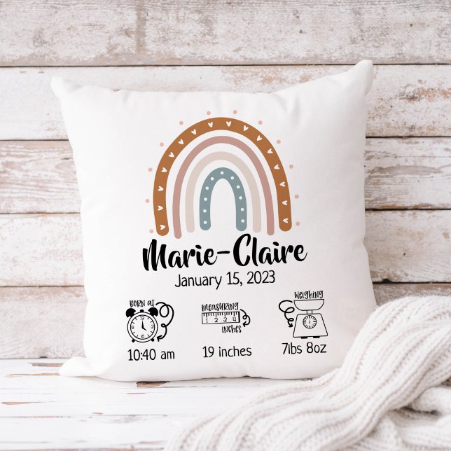 Cojín Decorativo Nursery acuarela estadísticas de natalidad boho ar (Subido por el creador)