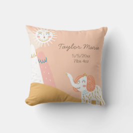 Cojín Decorativo Nursery Birth Stats Boho Sunshine Elephant