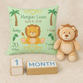 Cojín Decorativo Nursery León Safari Nacimiento Estadísticas