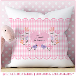 Cojín Decorativo Nursery para Niña con Dulces Sueños de Cuadros Ros
