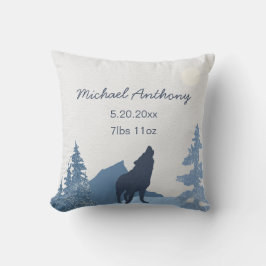 Cojín Decorativo Nursery Pillow Nacimiento Stats Wolf Mountain