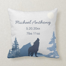 Cojín Decorativo Nursery Pillow Nacimiento Stats Wolf Mountain